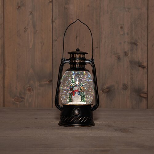 Anna's Collection Lantaarn sneeuwpop - H20,5cm Zwart - afbeelding 3
