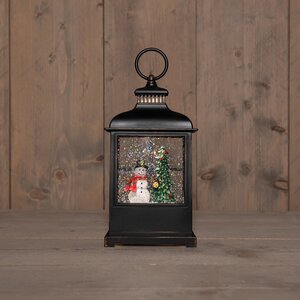 Anna's Collection Lantaarn sneeuwpop - H27cm Zwart - afbeelding 3