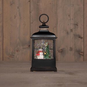 Anna's Collection Lantaarn sneeuwpop - H27cm Zwart - afbeelding 1