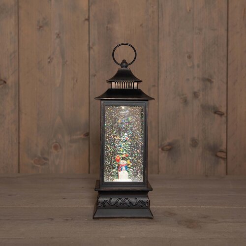 Anna's Collection Lantaarn sneeuwpop - H29cm Zwart - afbeelding 1