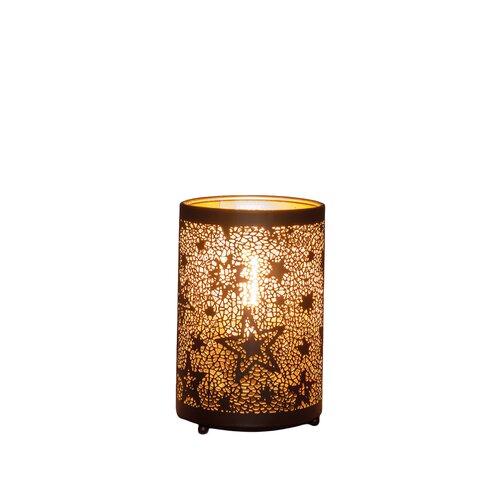 Anna's Collection Lantaarn sterren LED - B8,5xH13cm Zwart met goud - afbeelding 1