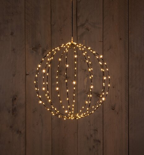 Anna's Collection LED-bal metaal zwart classic warm - 192 lampjes, waarvan 24 met flash - D 40 cm - afbeelding 2