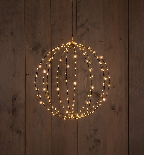 Anna's Collection LED-bal metaal zwart classic warm - 216 lampjes, waarvan 24 met flash - D 50 cm - afbeelding 2