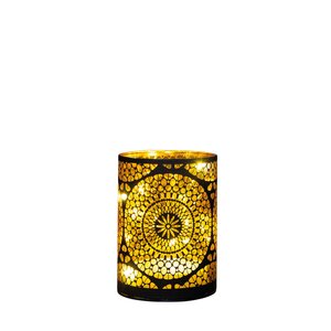 Anna's Collection LED-cilinder glas cirkelmotief - H12xD9cm Zwart - afbeelding 4