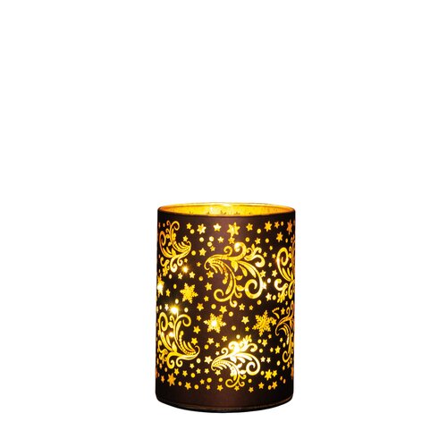 Anna's Collection LED-cilinder glas - H12xD9cm Bruin - afbeelding 4