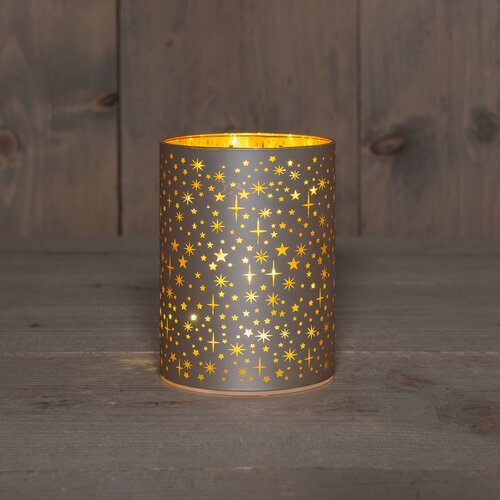 Anna's Collection LED-cilinder glas sterrenmotief - Champagne - afbeelding 3