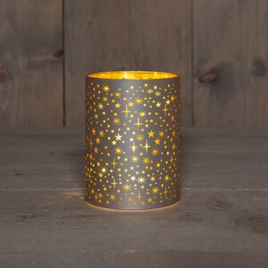Anna's Collection LED-cilinder glas sterrenmotief - Champagne - afbeelding 3