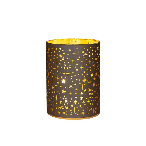 Anna's Collection LED-cilinder glas sterrenmotief - Champagne - afbeelding 1