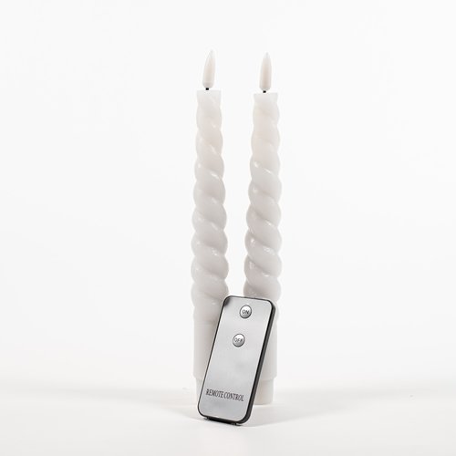 Anna’s Collection LED Diner kaars Rustiek set 23 cm Wit 2 stuks - afbeelding 1