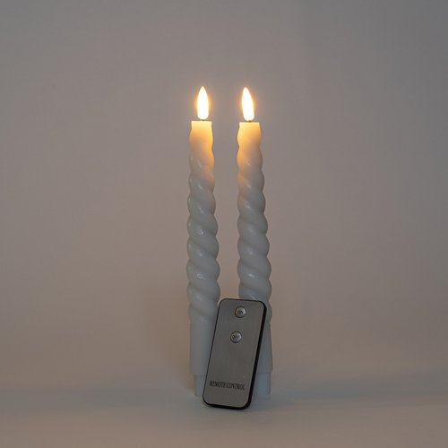 Anna’s Collection LED Diner kaars Rustiek set 23 cm Wit 2 stuks - afbeelding 2