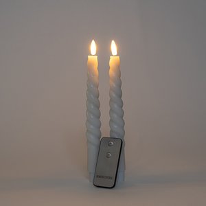 Anna’s Collection LED Diner kaars Rustiek set 23 cm Wit 2 stuks - afbeelding 2