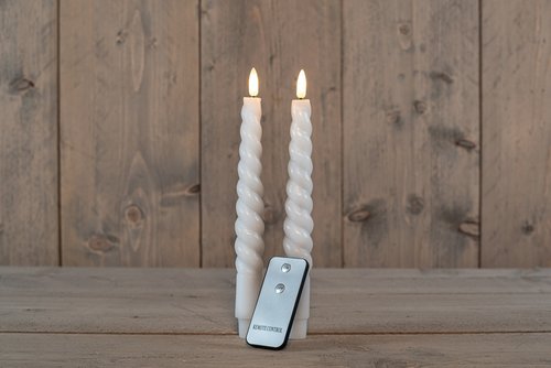 Anna’s Collection LED Diner kaars Rustiek set 23 cm Wit 2 stuks - afbeelding 3
