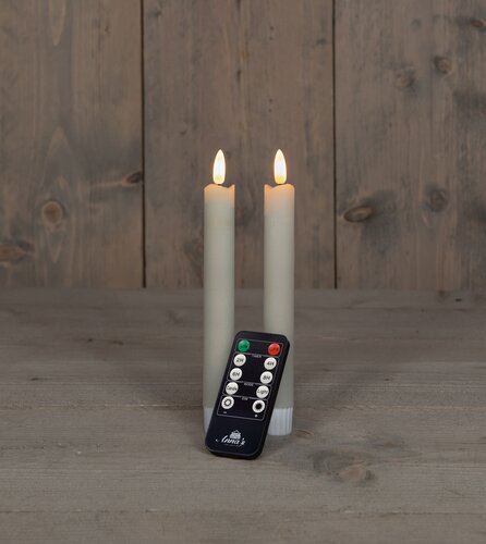 Anna's Collection LED-dinerkaarsen 3D-vlam - H18cm Ivoor 2 stuks - afbeelding 3