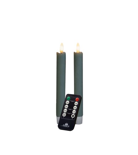 Anna's Collection LED-dinerkaarsen 3D-vlam - H18cm Jade 2 stuks - afbeelding 1