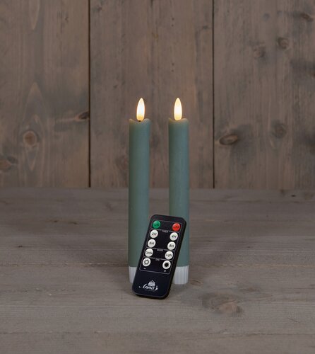 Anna's Collection LED-dinerkaarsen 3D-vlam - H18cm Jade 2 stuks - afbeelding 3
