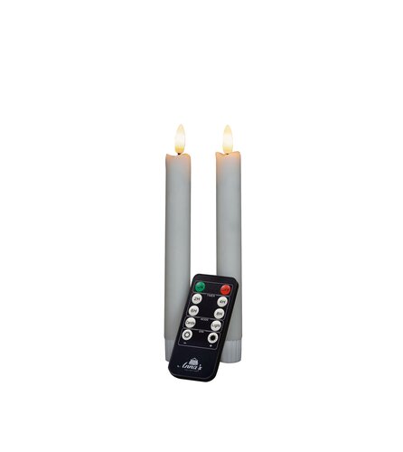 Anna's Collection LED-dinerkaarsen 3D-vlam - H18cm Wit 2 stuks - afbeelding 1