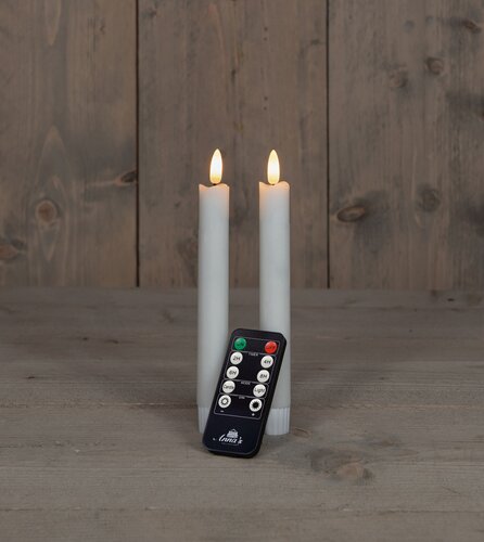 Anna's Collection LED-dinerkaarsen 3D-vlam - H18cm Wit 2 stuks - afbeelding 3