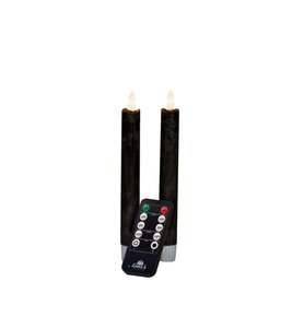 Anna's Collection LED-dinerkaarsen 3D-vlam - H18cm Zwart 2 stuks - afbeelding 1