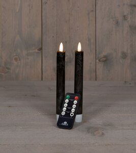 Anna's Collection LED-dinerkaarsen 3D-vlam - H18cm Zwart 2 stuks - afbeelding 2