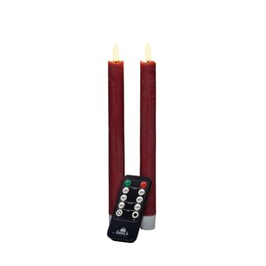 Anna's Collection LED-dinerkaarsen 3D-vlam - H23cm Bordeaux 2 stuks - afbeelding 1