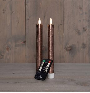 Anna's Collection LED-dinerkaarsen 3D-vlam - H23cm Brons 2 stuks - afbeelding 3