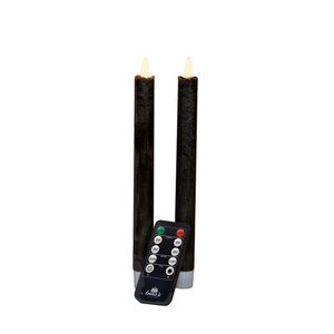 Anna's Collection LED-dinerkaarsen 3D-vlam - H23cm Zwart 2 stuks - afbeelding 1