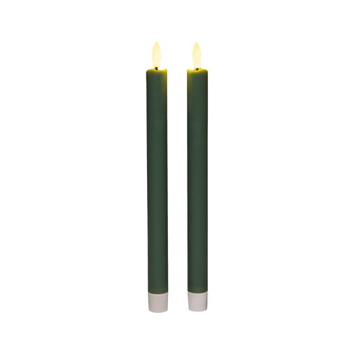 Anna's Collection LED-dinerkaarsen 3D-vlam - H28cm Jade 2 stuks - afbeelding 1