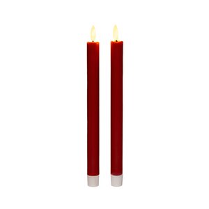 Anna's Collection LED-dinerkaarsen 3D-vlam - H28cm Rood 2 stuks - afbeelding 1