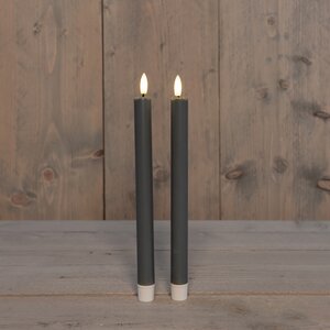 Anna's Collection LED-dinerkaarsen 3D-vlam - H28cm Taupe 2 stuks - afbeelding 2