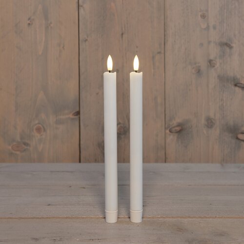 Anna's Collection LED-dinerkaarsen 3D-vlam - H28cm Wit 2 stuks - afbeelding 2