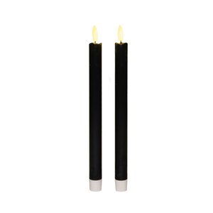 Anna's Collection LED-dinerkaarsen 3D-vlam - H28cm Zwart 2 stuks - afbeelding 1