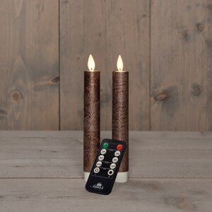 Anna's Collection LED-dinerkaarsen bewegende vlam - H18cm Brons 2 stuks - afbeelding 3