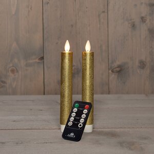 Anna's Collection LED-dinerkaarsen bewegende vlam - H18cm Goud 2 stuks - afbeelding 3