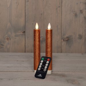 Anna's Collection LED-dinerkaarsen bewegende vlam - H18cm Koper 2 stuks - afbeelding 3