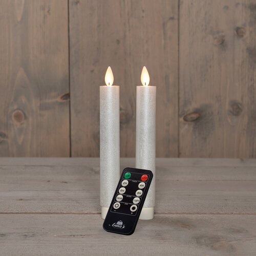 Anna's Collection LED-dinerkaarsen bewegende vlam - H18cm Parel 2 stuks - afbeelding 3