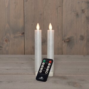 Anna's Collection LED-dinerkaarsen bewegende vlam - H18cm Parel 2 stuks - afbeelding 3