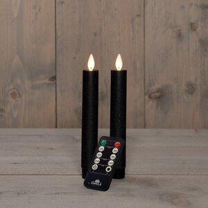 Anna's Collection LED-dinerkaarsen bewegende vlam - H18cm Zwart 2 stuks - afbeelding 3