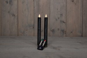 Anna's Collection LED-dinerkaarsen bewegende vlam - H23cm Antraciet 2 stuks - afbeelding 3