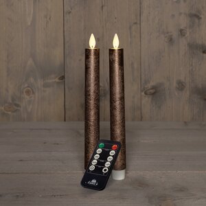 Anna's Collection LED-dinerkaarsen bewegende vlam - H23cm Brons 2 stuks - afbeelding 3