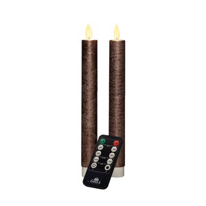 Anna's Collection LED-dinerkaarsen bewegende vlam - H23cm Brons 2 stuks - afbeelding 1