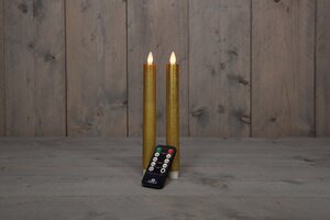 Anna's Collection LED-dinerkaarsen bewegende vlam - H23cm Goud 2 stuks - afbeelding 3