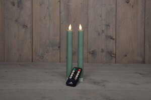 Anna's Collection LED-dinerkaarsen bewegende vlam - H23cm Jade 2 stuks - afbeelding 3