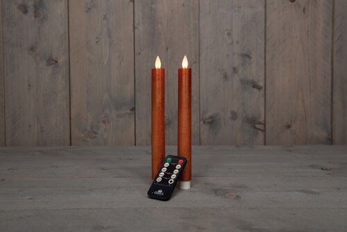Anna's Collection LED-dinerkaarsen bewegende vlam - H23cm Koper 2 stuks - afbeelding 3