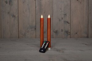 Anna's Collection LED-dinerkaarsen bewegende vlam - H23cm Koper 2 stuks - afbeelding 3