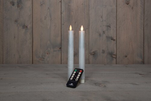 Anna's Collection LED-dinerkaarsen bewegende vlam - H23cm Parel 2 stuks - afbeelding 3