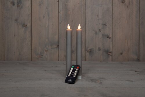 Anna's Collection LED-dinerkaarsen bewegende vlam - H23cm Taupe 2 stuks - afbeelding 3