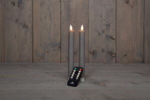 Anna's Collection LED-dinerkaarsen bewegende vlam - H23cm Taupe 2 stuks - afbeelding 3