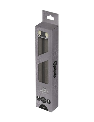 Anna's Collection LED-dinerkaarsen bewegende vlam - H23cm Taupe 2 stuks - afbeelding 2