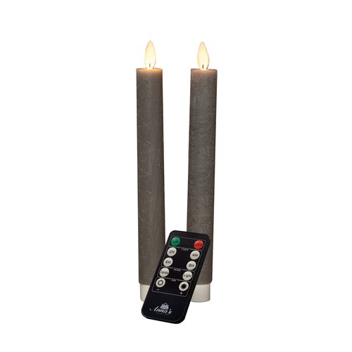 Anna's Collection LED-dinerkaarsen bewegende vlam - H23cm Taupe 2 stuks - afbeelding 1