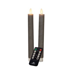 Anna's Collection LED-dinerkaarsen bewegende vlam - H23cm Taupe 2 stuks - afbeelding 1
